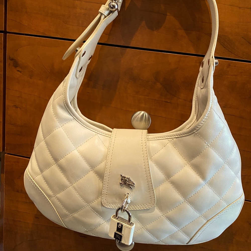 Rare Burberry Quilted White Leather Handbag, with original tags and dust…